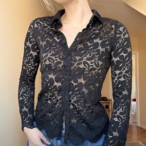 Elegant Black Lace Women's Top